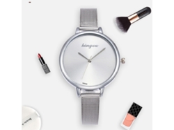 Reloj De Pulsera De Cuarzo Para Mujer Con Caja Estrecha De Piel Sintética Y Esfera Blanca Efecto Arena Movediza.
