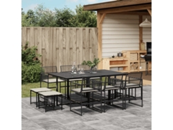 Juego de comedor de jardín de 11 piezas con cojines de mimbre negros de DKD Home Decor