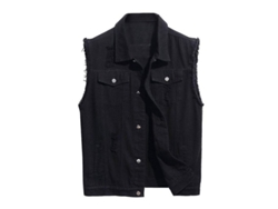 2026-chaleco Vaquero Casual Ripped Para Hombre Botones Clásico Sleeveless Jean Street Fashion Talla S-xl L Negro