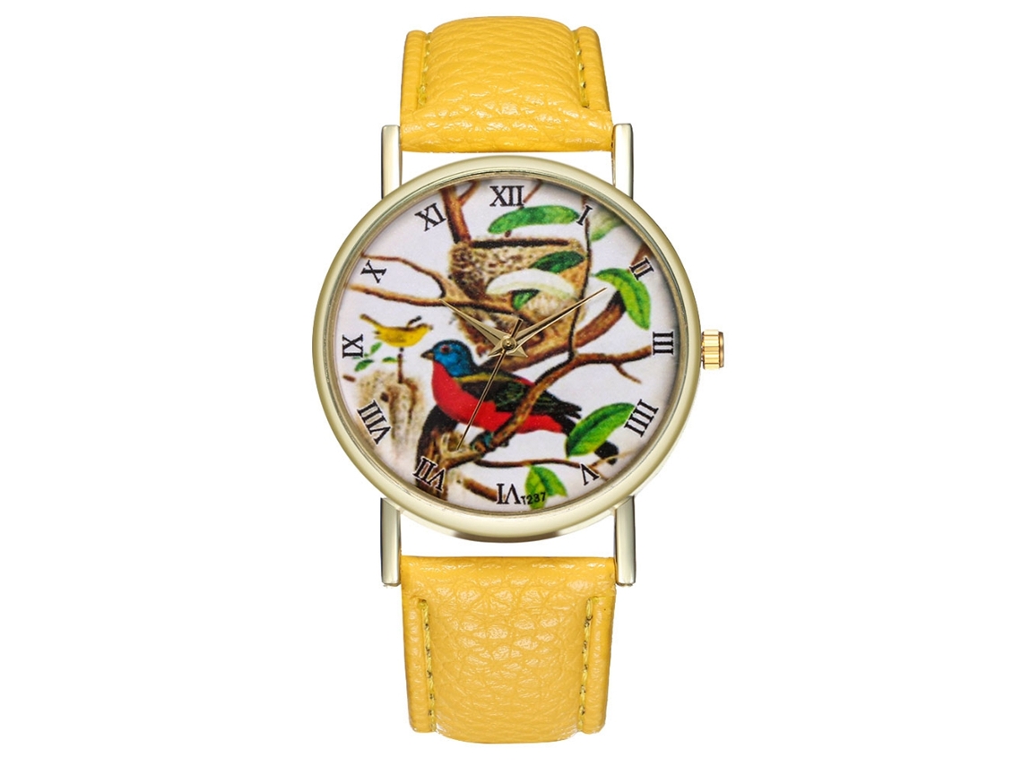 Reloj Casual De Moda Unisex Zhoulianfa Con Correa De Cuero Amarilla.