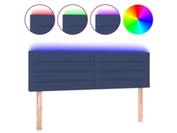 Cabecero de cama SFUSHOS con luces LED, tela, 144x5x78/88 cm, azul