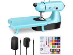 Mini Máquina de Coser Eléctrica con Bolsa de Costura Tabla de Extensión Luz LED Costura Rápida para Ropa Jeans Cortinas DIY Hogar Viaje (Azul) IKIKSO