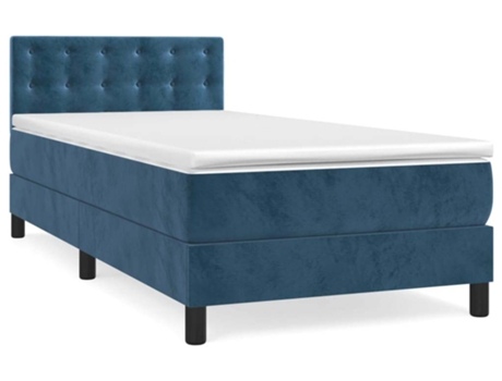 Cama con somier VIDAXL (Azul - Terciopelo - 193 x 90 x 88 cm)