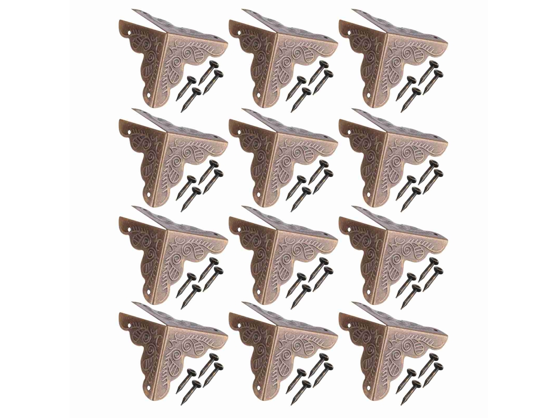 12 Protectores De Esquina Decorativos De Hierro Bronce Para Joyero, Protector De Borde De Madera