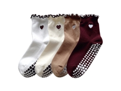 4 Pares De Calcetines De Pilates Mujer Antideslizantes - Calcetines Deportivos Media Caña - Blanco, Beige Y Marrones
