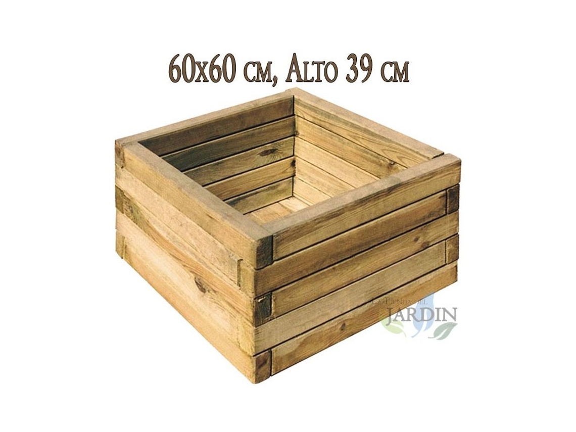 Macetero Cuadrado de Madera 60X60 cm Alto 39 cm