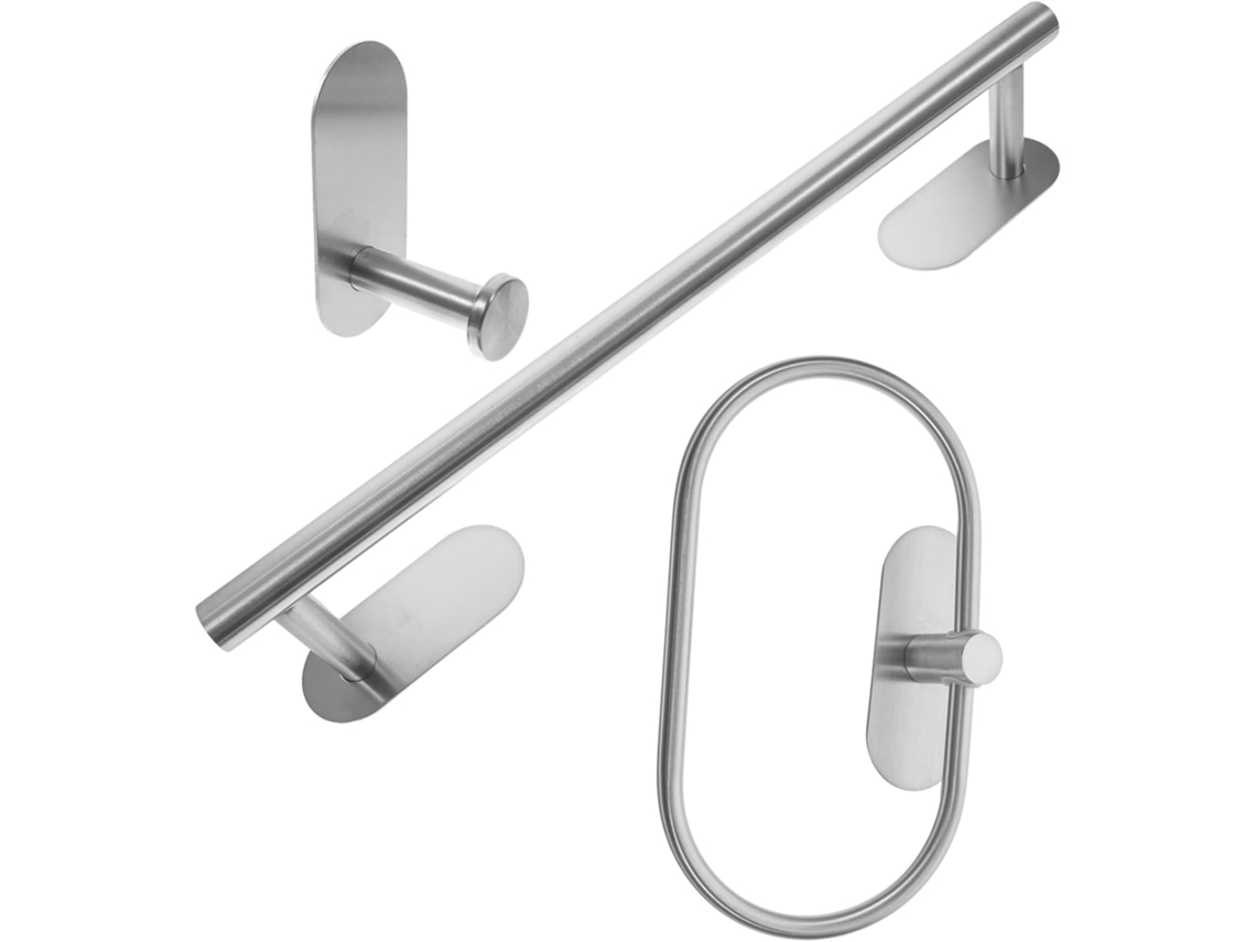 Toallero De Baño De Acero Inoxidable Con Ganchos Para Toallas De Inodoro Y Juego De Almacenamiento Para Montar En La Pared