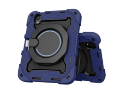 Funda de silicona para tableta iOS Mini6 con soporte giratorio de 360 grados, azul marino y dorado claro