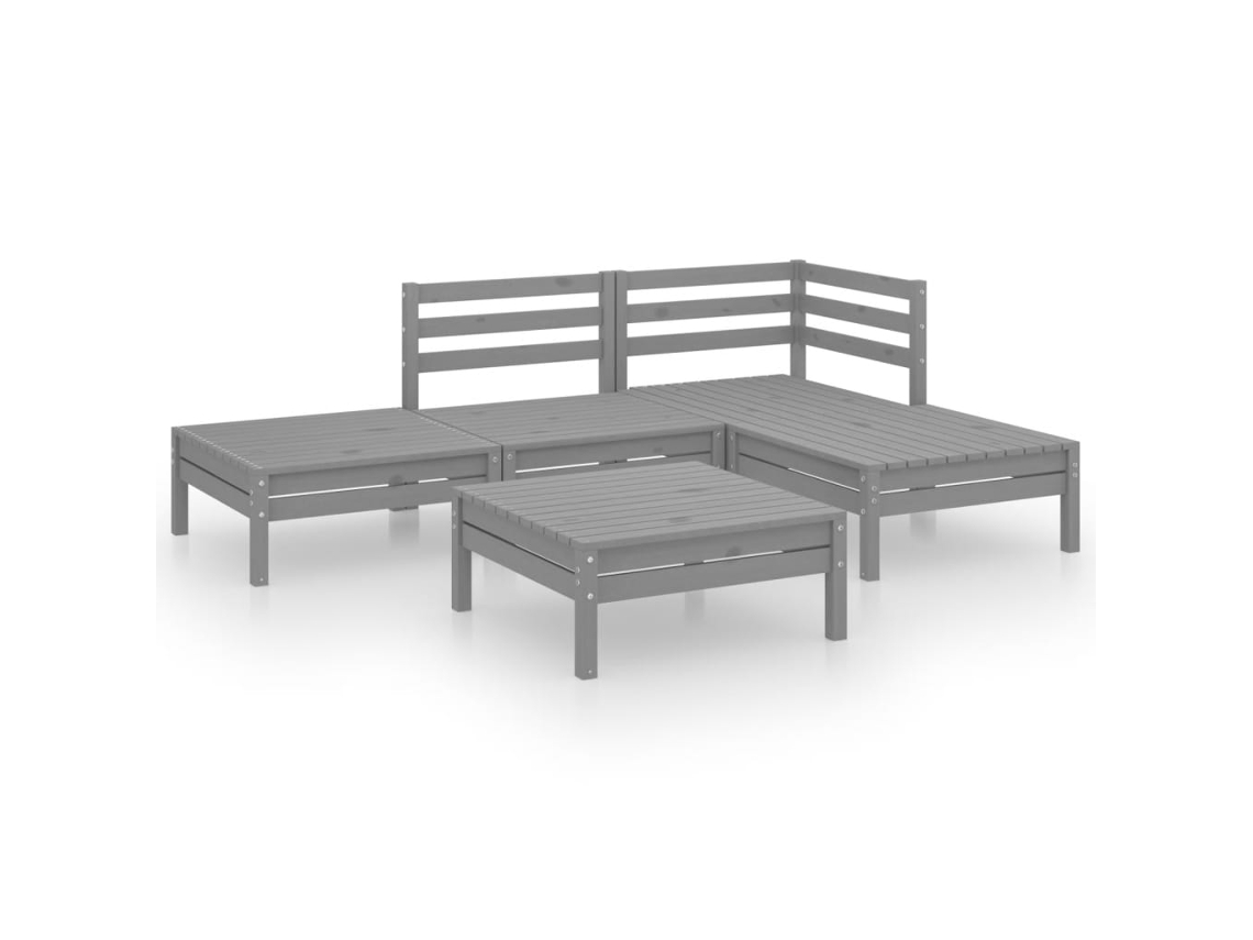 Maison Exclusive - Juego De Muebles De Jardín 5 Piezas Madera Maciza De Pino Gris
