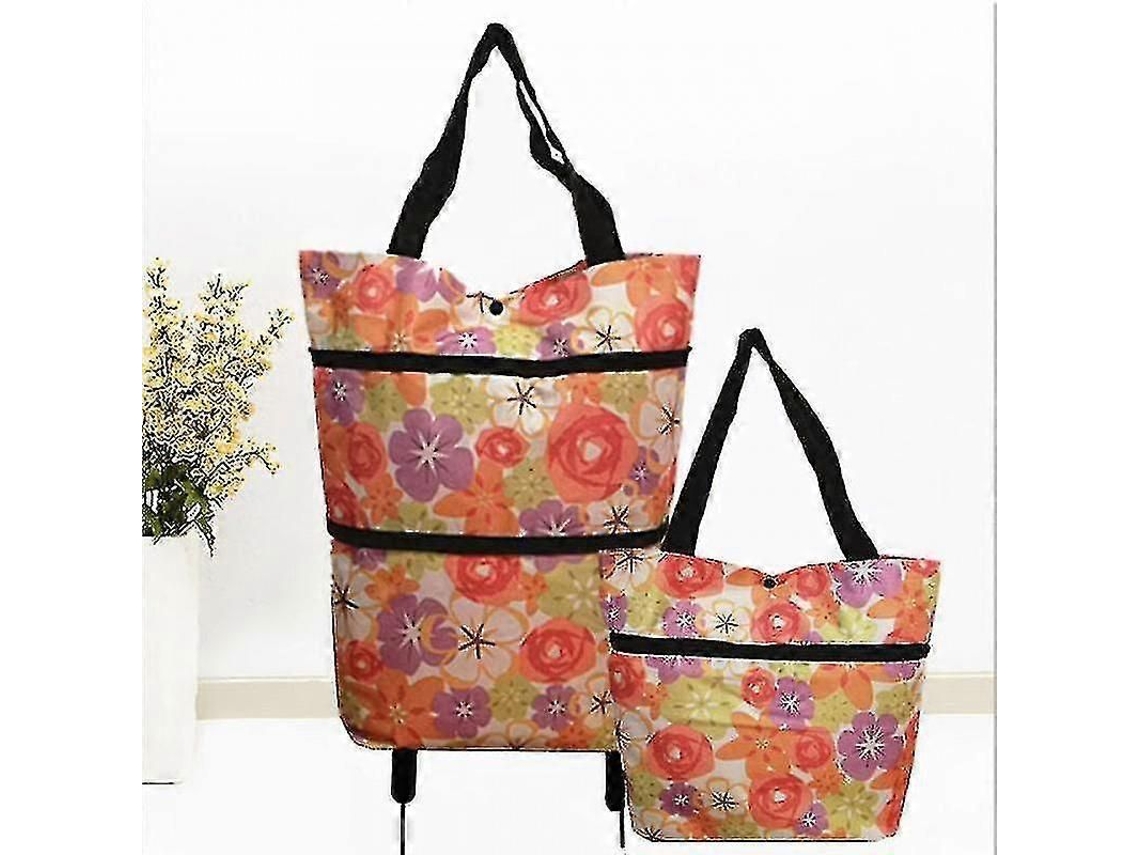 Carrito de compras plegable 2 en 1 con cremallera de dos etapas y ruedas. GOKOCO