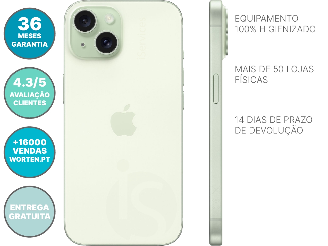 iPhone 15 APPLE (Reacondicionado Marcas Mínimas - 6.1'' - 128 GB - Verde)