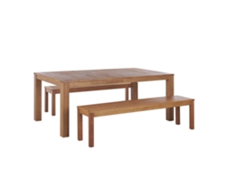 Conjunto de jardín mesa y 2 bancos madera clara BELIANI Monsano