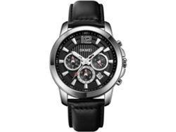Clásico Multifuncional Masculino Cronógrafo Gran Esfera Militar Deportivo Impermeable Pulsera De Cuero Reloj De Pulso Yuysan