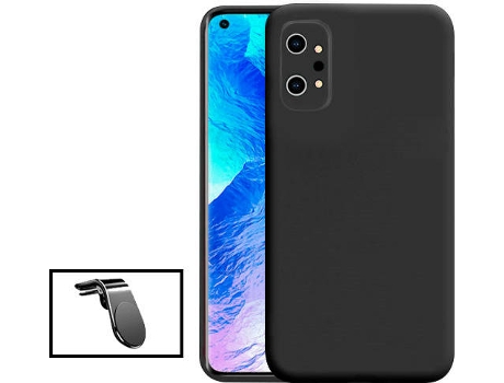 Kit Soporte Magnético L Safe Driving Coche y Funda Silicona Liquida Realme GT Neo2 PHONECARE Negro