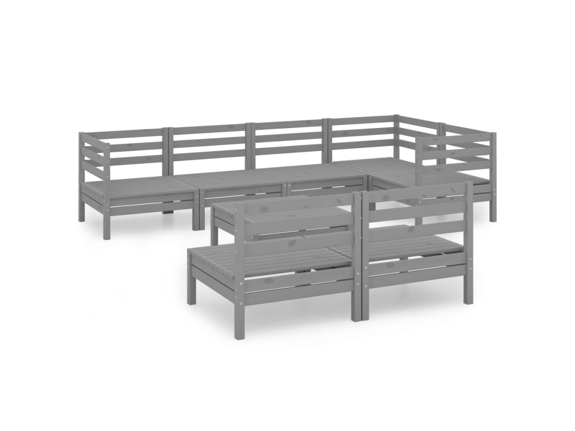 Conjunto 8 de muebles de jardín VIDAXL madera de pino maciza gris