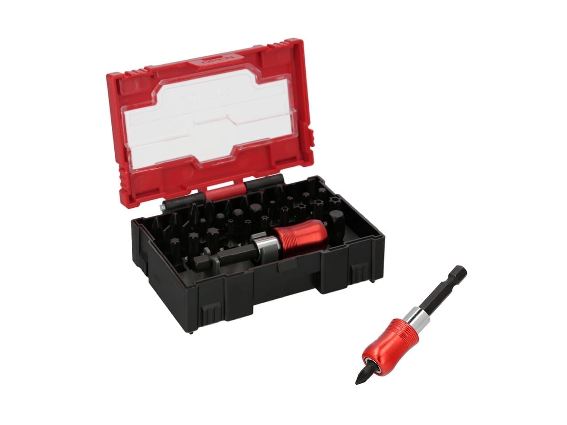 Juego de Puntas Destornillador Acero Cromo Vanadio Con Adaptador Rapido 32 Piezas WOLFPACK LINEA PROFESIONAL