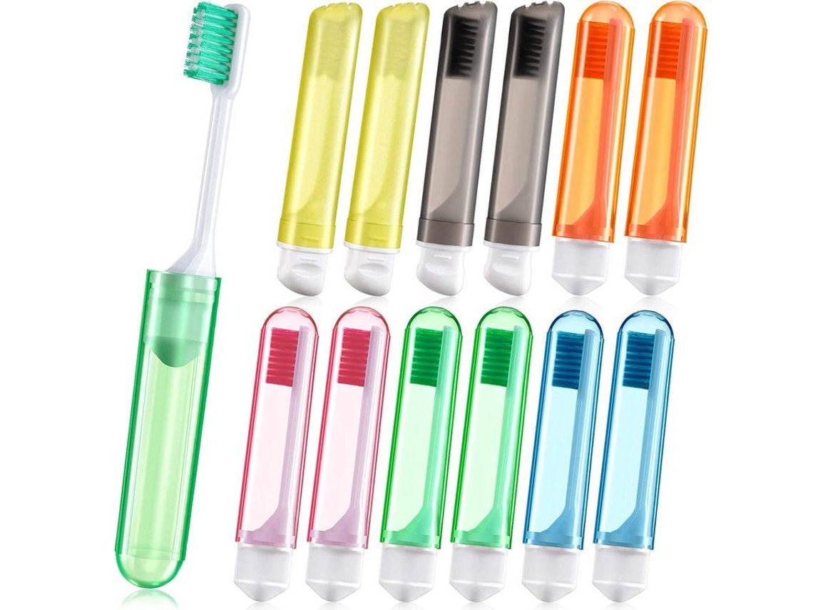 12 Cepillos De Dientes Plegables Portátiles Con Estuche De Viaje, Cerdas Suaves Para Acampar Y Viajar.