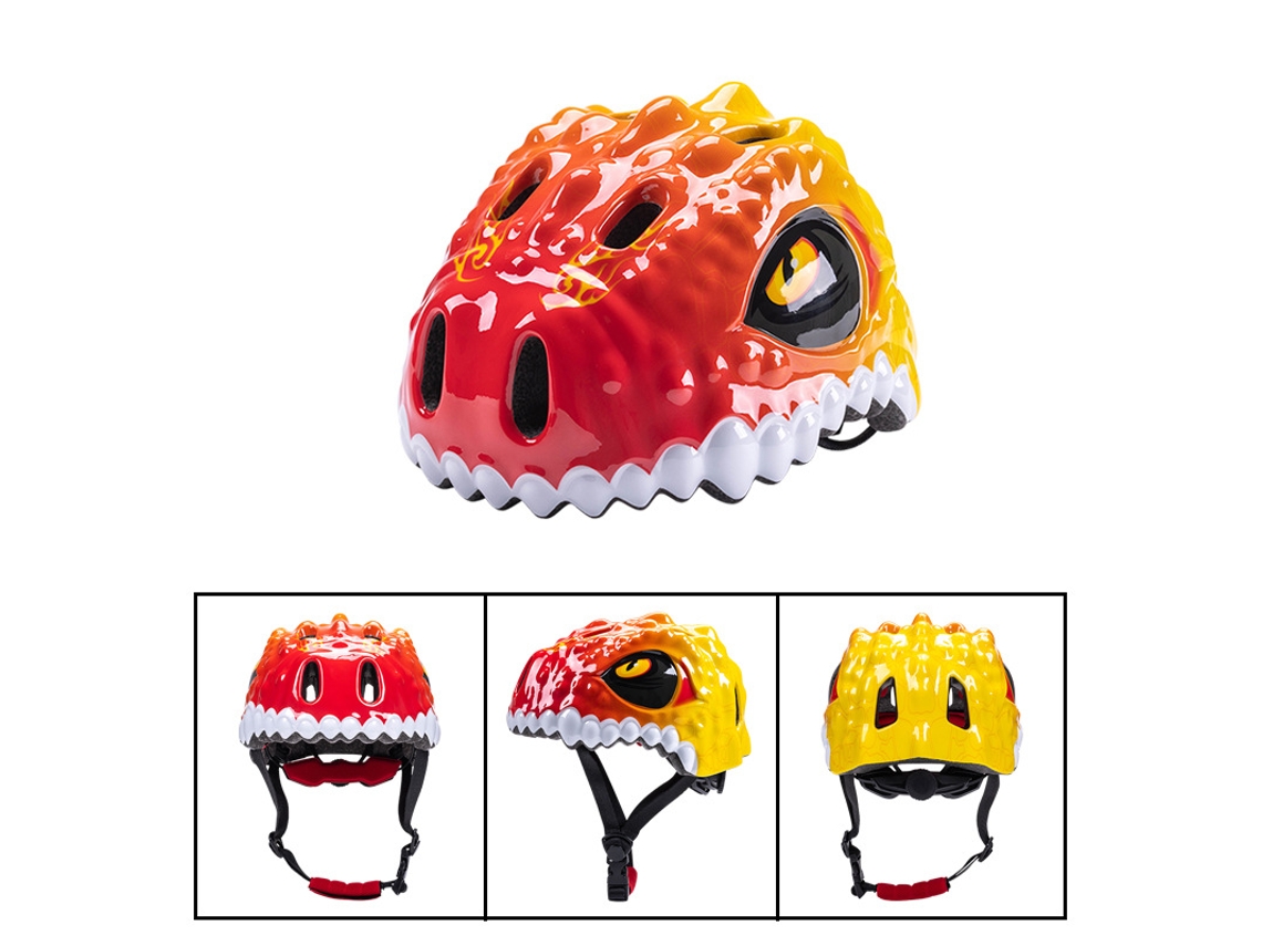 Bicicleta para niños Equilibrio Polea Monopatín Equipo de protección YUYSAN Casco de Dinosaurio RojoXS48-50cm