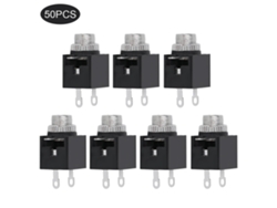 2026-50 Piezas Conector De Audio Jack 3.5mm Dip Con Tuerca Adaptador Terminal Socket Para Panel