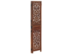Biombo Divisor | Biombo Separador | Separador De Ambientes 3 Paneles Tallado A Mano Madera Mango Marrón 120x165 Cm