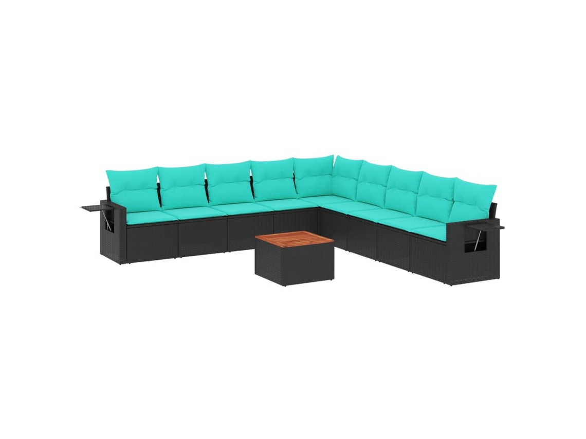 Maison Exclusive - Conjunto De Sofá De Jardín De 10 Piezas Con Cojines, De Poliratán Negro