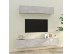 Conjunto de muebles para TV de 4 piezas de madera procesada en gris cemento DKD HOME DECOR