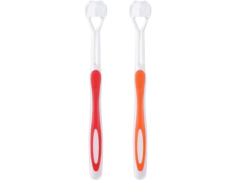 2 cepillos de dientes para autismo de 3 lados, cepillo de dientes de viaje de tres cerdas, cerdas de gran ángulo para limpiar cada diente, suave y ...