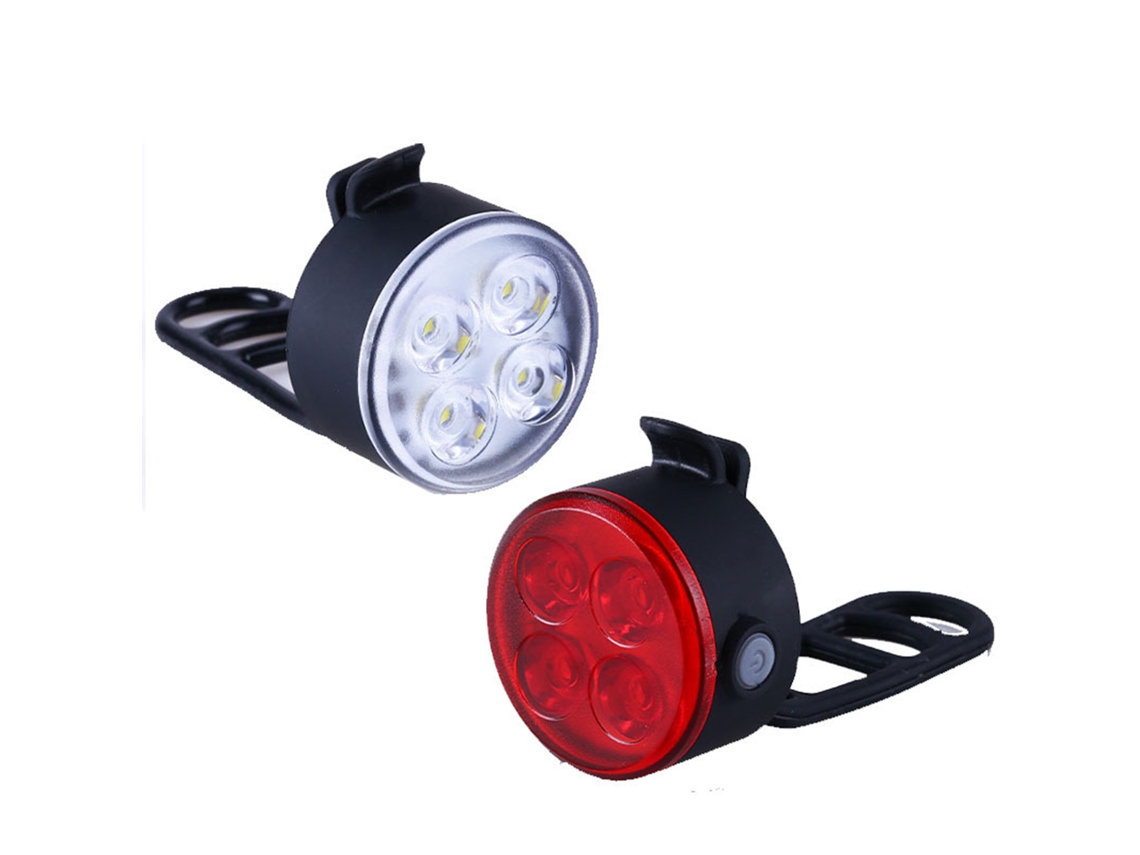 Rebe-conjunto De Luces Para Bicicleta Ld-2209 Recargable Por Usb Super Brillante 4 Led 4 Modos Impermeable 400mah Luz Delantera Y Trasera