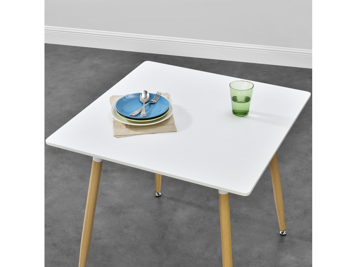 Mesa de Comedor [EN.CASA]  (Blanco - MDF, Acero - 80 x 80 x 74cm)