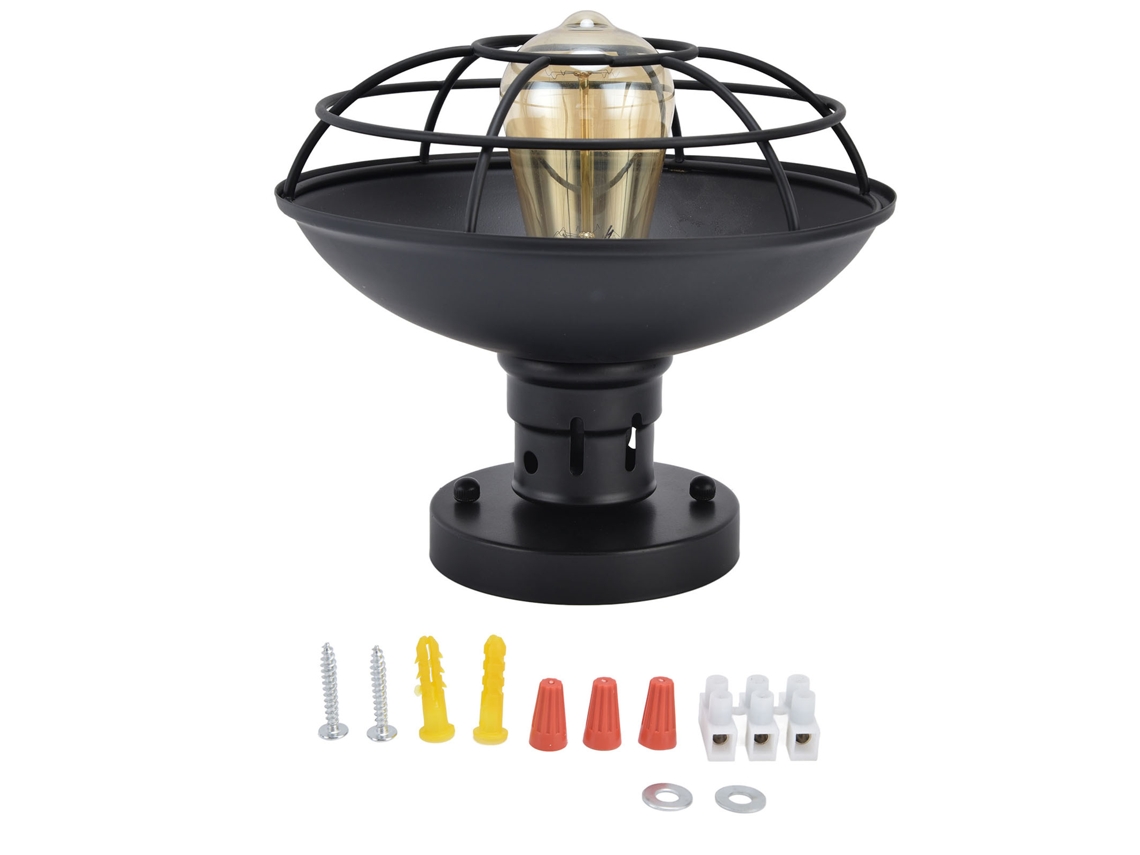 Lámpara De Techo Industrial Retro Negra De Hierro Con Kit De Tornillos Para Galería, Cocina, Escalera.