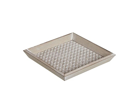 Plato Decorativo de Madera 20.5x20.5x2.7 cm Cuadrado Decapado TIENDA EURASIA