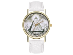 Reloj De Pulsera De Cuarzo De Moda Para Mujer Con Correa De Cuero Blanca.