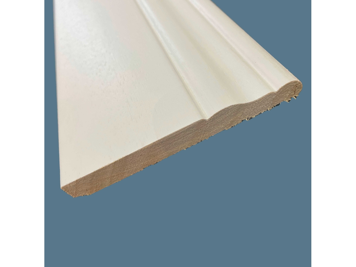 Barra ETERNAL PARQUET de 2,10 Metros Lineales de Perfil Ashlar Para Boiserie en Madera Maciza de Ayous Lacada en Blanco