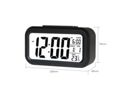 Reloj despertador digital inteligente con bloqueo, temperatura y función de repetición.