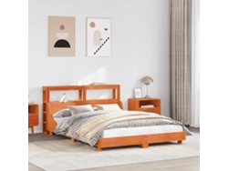 Cama Sin Colchón Madera Maciza De Pino Marrón Cera 120x200 Cm