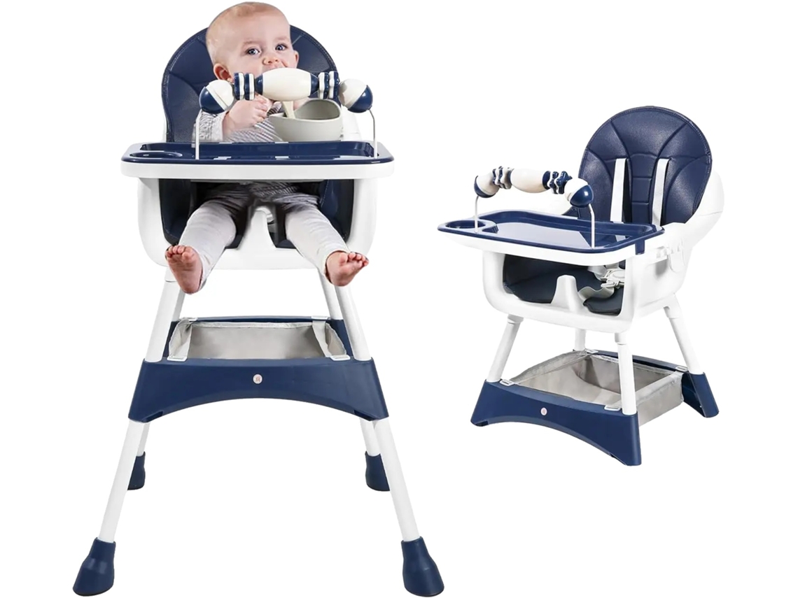 Trona para bebé, convertible, fácil de limpiar, azul
