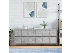 Pack 3 Uds Aparador | Mueble De Comedor | Buffetes Madera Contrachapada Gris Hormigón Wsd194123