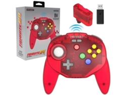Retrogaming-RETRO-BIT Tribute64 2.4Ghz Wireless Gamepad para Nintendo 64/Switch/Pc/Mac Transparente Rojo