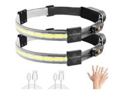 Paquete de 2 mini faros delanteros para la frente con sensor de movimiento, haz ancho de 280, 1000 lúmenes, faro recargable COB, 3 modos brillantes (negro) YIZHOOD