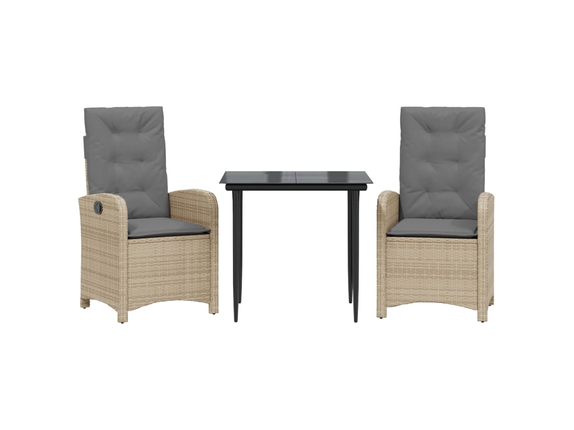 Maison Exclusive - Set Comedor De Jardín 3 Pzas Con Cojines Ratán Sintético Beige