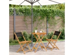 3 Pcs Conjunto De Bistrô Polipropileno/madeira Maciça Preto Dkd Home Decor