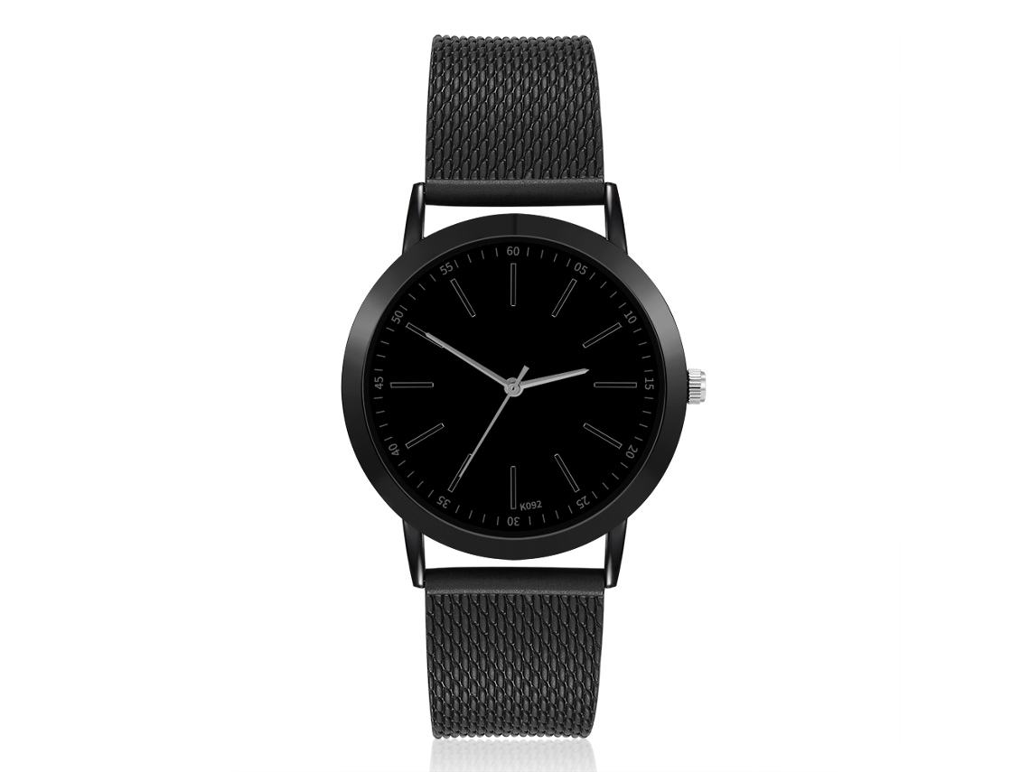 Reloj De Pulsera Analógico De Cuarzo Para Adulto Con Esfera Redonda, Ideal Para Negocios O Como Regalo - Negro