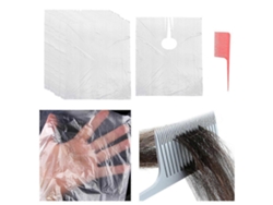 Set de 50 capas desechables para cortar el cabello, delantal de salón + peine para mechas