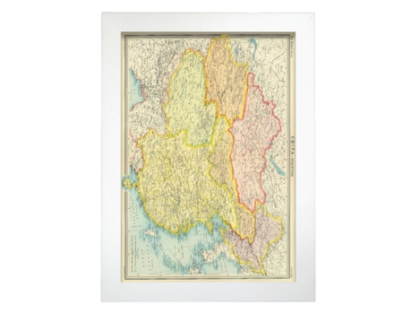 Póster NACNIC Geográficos en Estilo Vintage. Mapa Político de China. Ilustraciones de Antiguos Mapamundis en Tonos Sepia. Tamaño A3, Sin Marco.