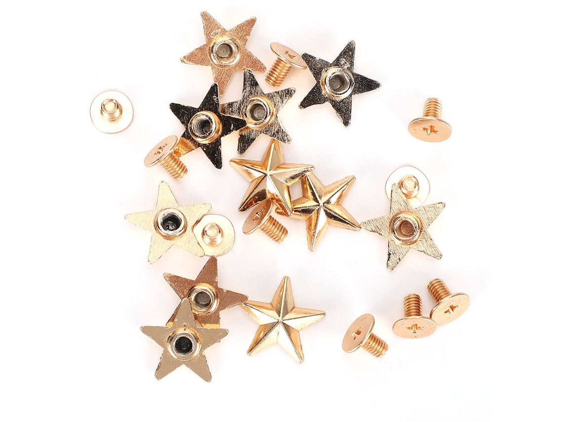 Remaches Dorados En Forma De Estrella De 14 Mm Para Decoración De Ropa Y Calzado (incluye Tornillos).