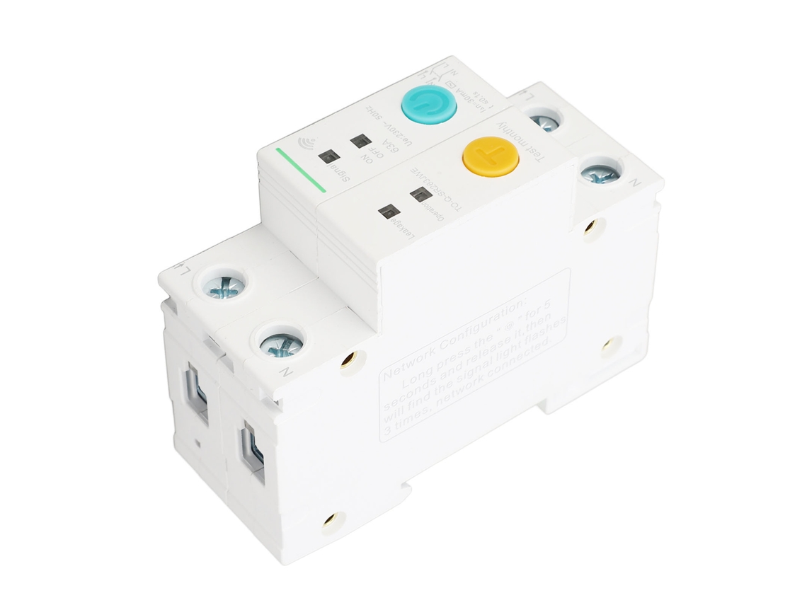 Disyuntor Inteligente Wifi Bipolar De 32 A Y 230 V Con Protección Contra Fugas De 30 Ma.