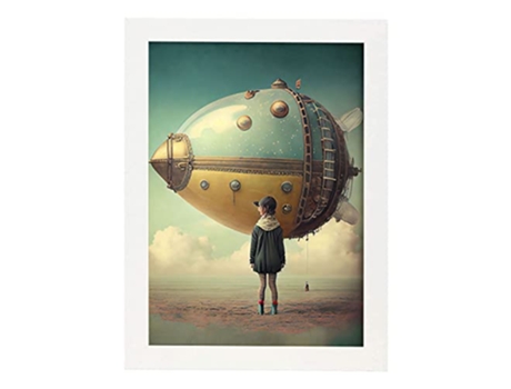 NACNIC Poster Barco Misil En Estilo Surrealismo Cinematográfico Ilustraciones Y Grabados De Historieta Abstracta Y Artística A4 Marcos Blancos