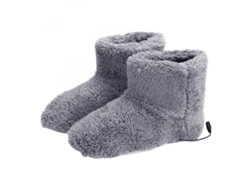 Zapatillas lavables con calefacción USB, de pelo sintético, para hombre/mujer, suela blanda, 5 V, 55 °C, color gris.