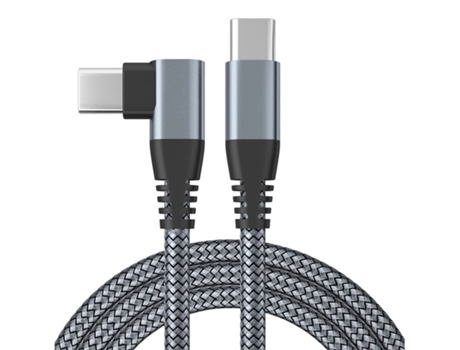 Cable de datos de doble codo tipo c PD 60W cable de datos de carga rápida C a C cable de carga trenzado de nailon macho a macho- 1M,E