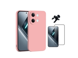 Kit Vidro Temperado Capa Silicone Líquido Suporte Magnético Reforçado Phonecare Para Xiaomi Poco X8 Pro Max 5g - Rosa